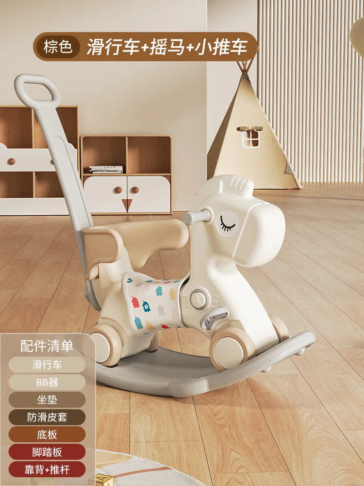 2-in-1 Baby Rocking Horse & Ride-On Car (Fall-Safe)