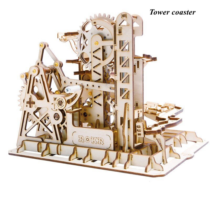 3D Marble Run Game Wooden Gear Drive Model Building Kits Toy for Children