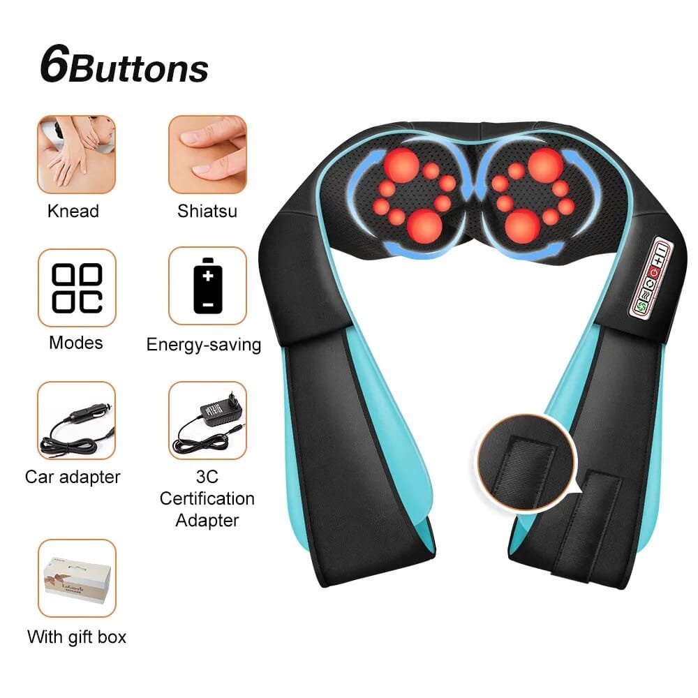 U-Shape Shiatsu Massager with Heat - 4D Kneading for Neck & Back