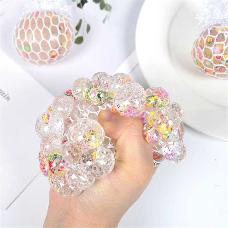 6cm Anti-Stress Squishy Ball Funny Fruit Slice Grape Squeeze Mood Vent Toys For Gift