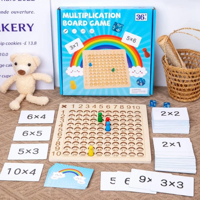 Wooden Montessori Multiplication Board Game: Math Educational Toy