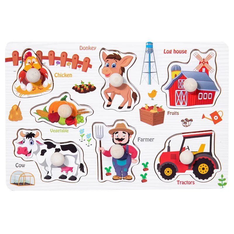 Montessori Wooden Puzzle Games for Babies 1-3 Years