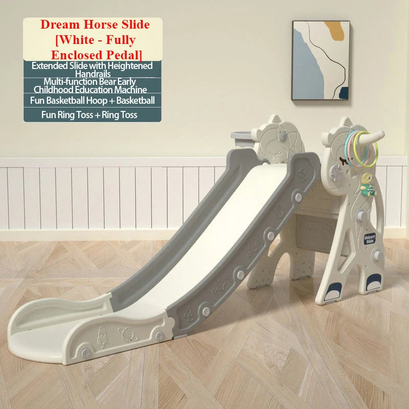 Foldable Toddler Slide & Climber with Hoop + Ring Toss – Indoor/Outdoor