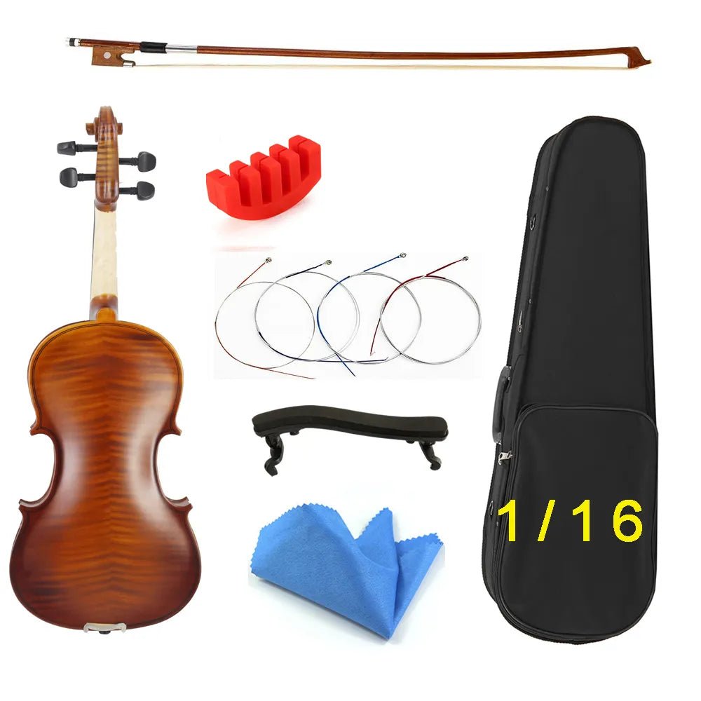 Natural 1/8 Acoustic Solid Wood Violin with Case Bow Rosin Strings Shoulder Rest Tuner