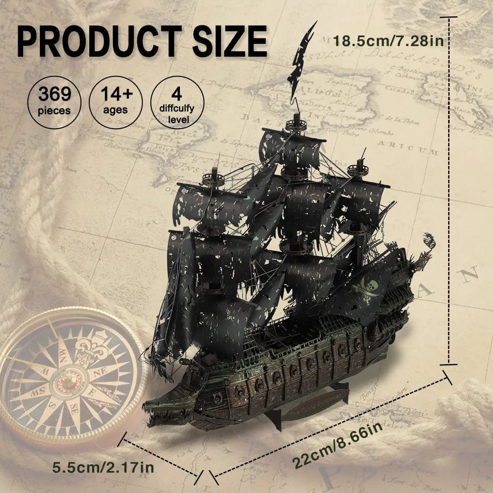 Piececool 3D Pirate Ship Puzzle Kit - Ages 14+ Metal Model Build