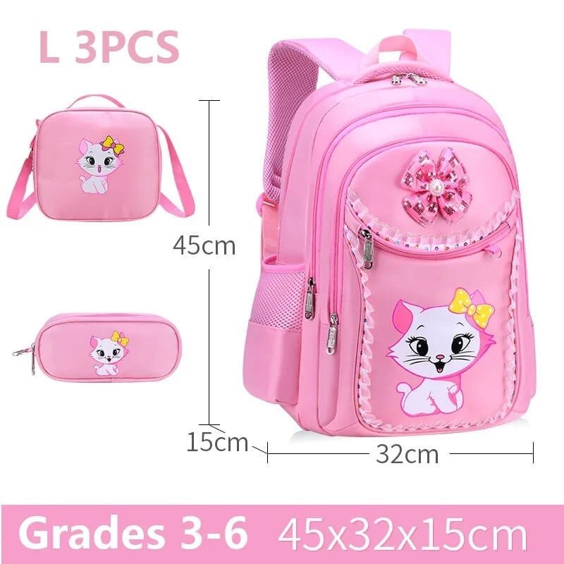 Pink School Backpack Set for Girls: Bag & Pencil Case