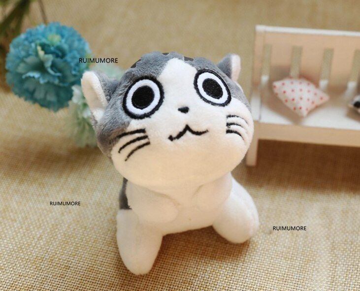 4Designs, 9CM Approx., Cat Plush Stuffed Doll ; Key Ring Chain Gift Toy