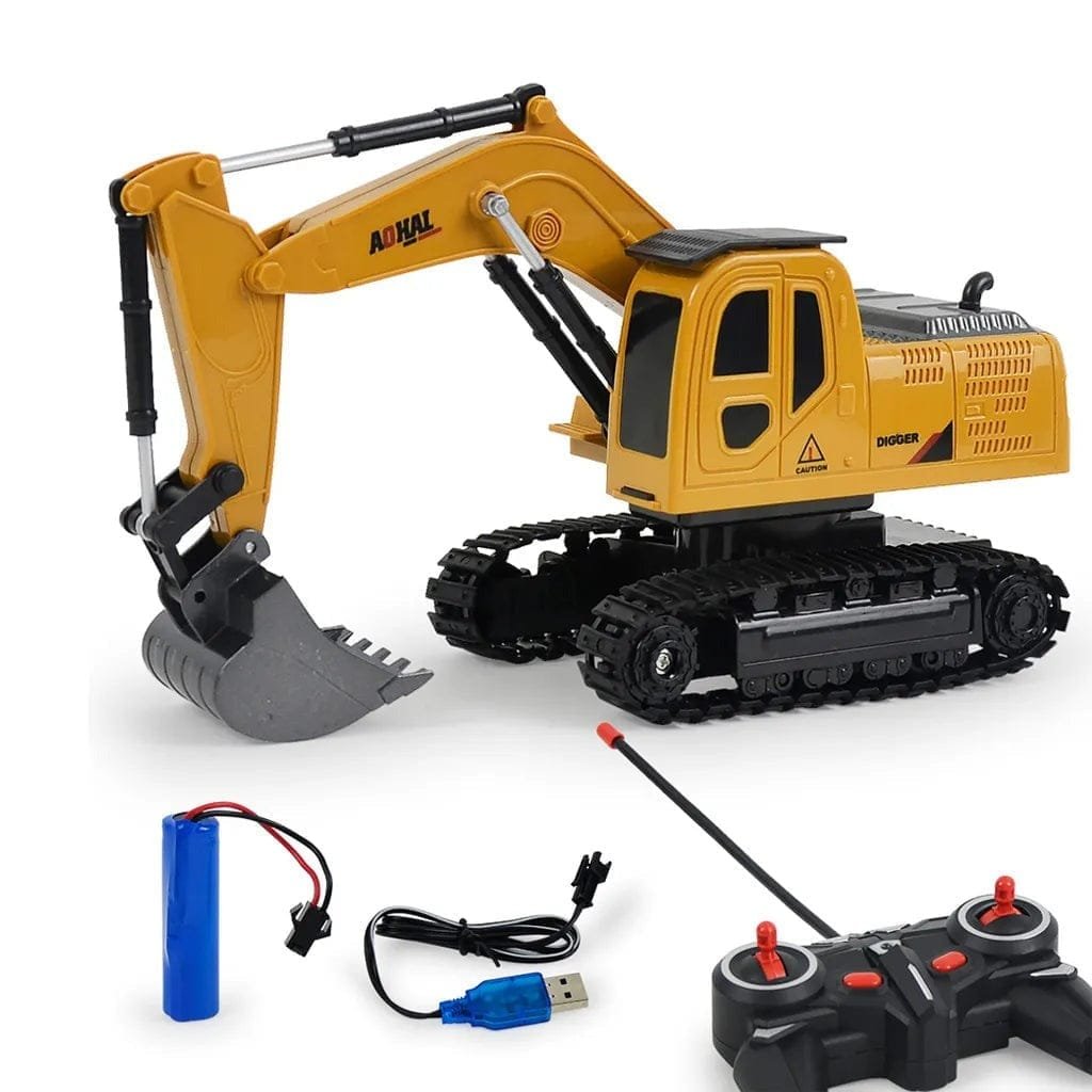 1/20 RC Excavator Bulldozer, 6CH, Light & Music, Kids Toy Truck