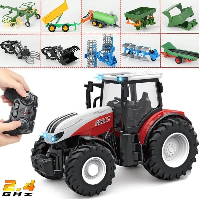 1/24 RC Tractor Trailer Set with LED - Farming Simulator Toy