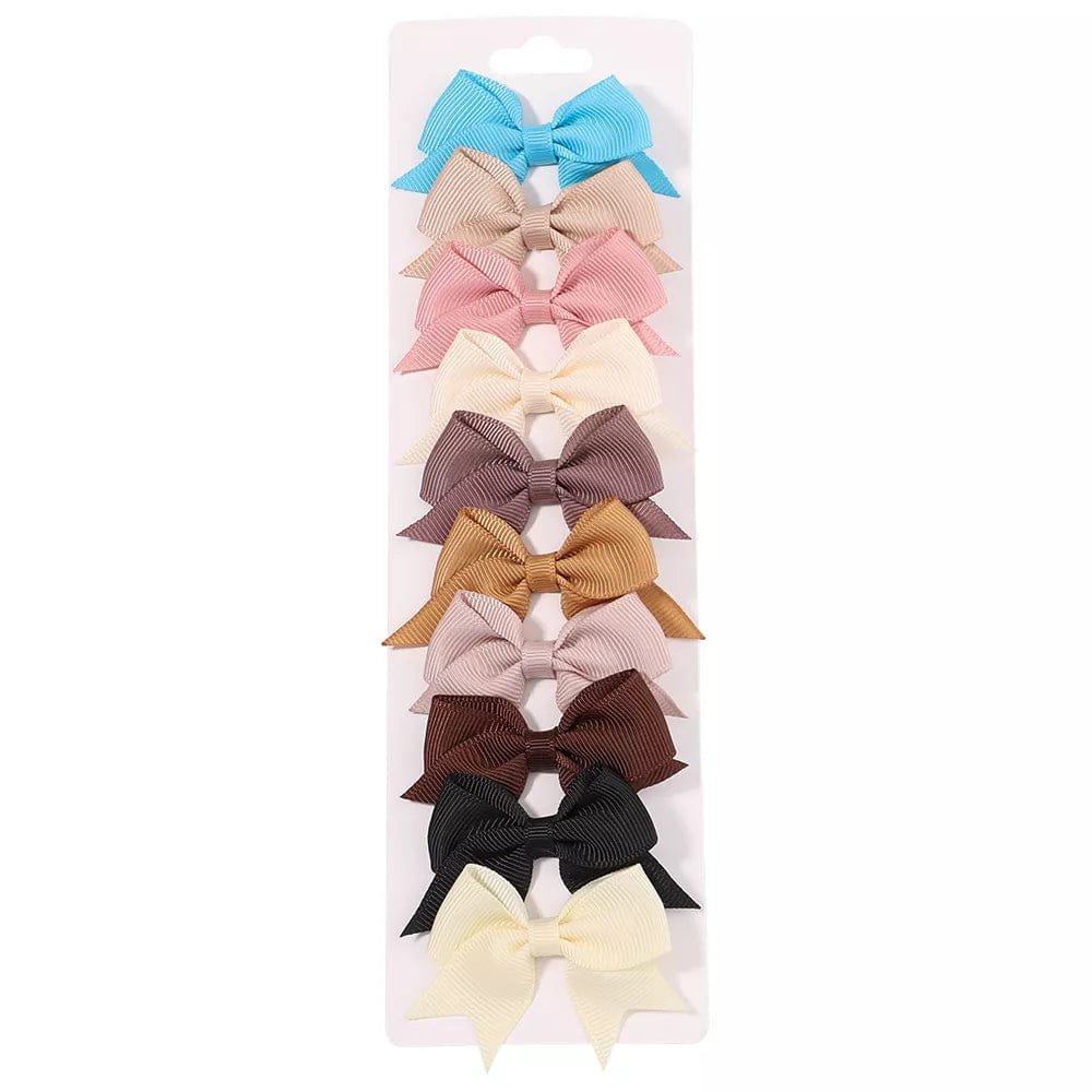 10Pc Cute Bowknot Clips Set for Girls - Handmade Hairpins