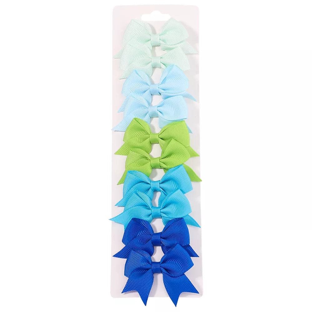 10Pc Cute Bowknot Clips Set for Girls - Handmade Hairpins