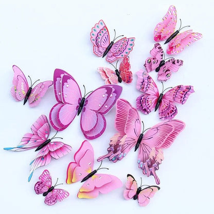 12pc 3D Double Layer Butterflies - DIY Magnet Wall Art