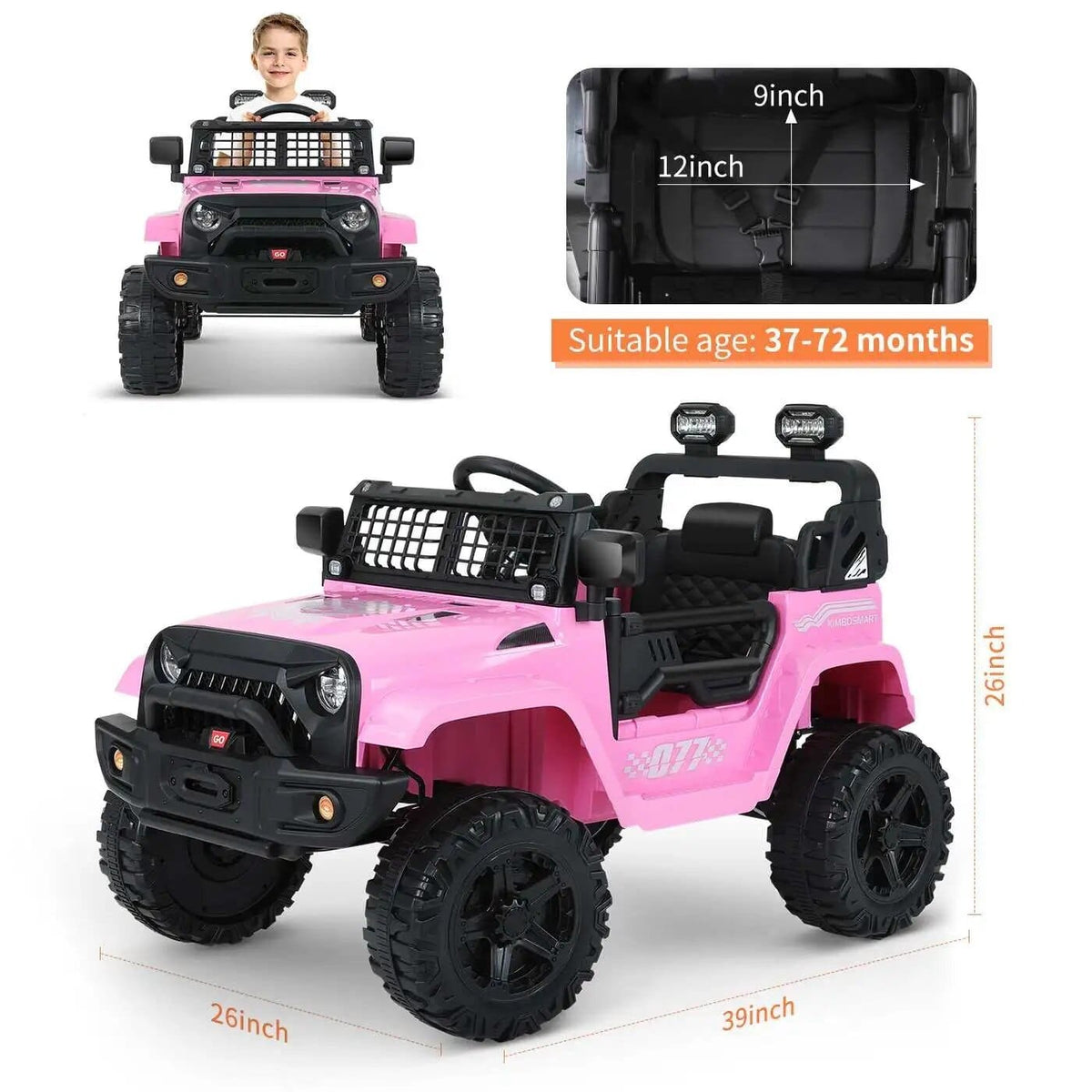 12V Electric Off-Road Car for Kids - Ride-On with Music