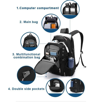 Waterproof 17 Inch Laptop Backpack with USB Charging