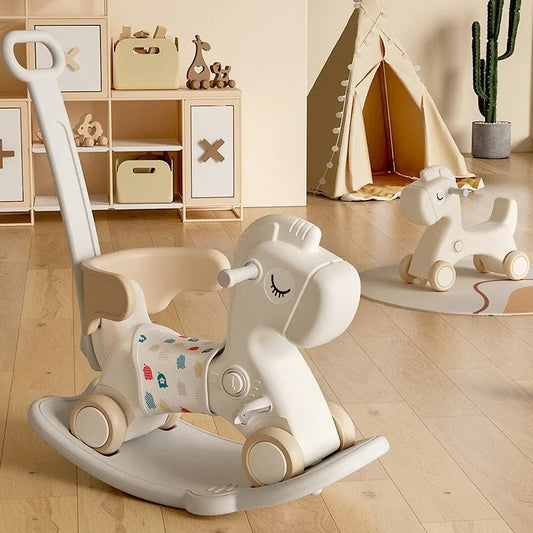2-in-1 Baby Rocking Horse & Ride-On Car (Fall-Safe)