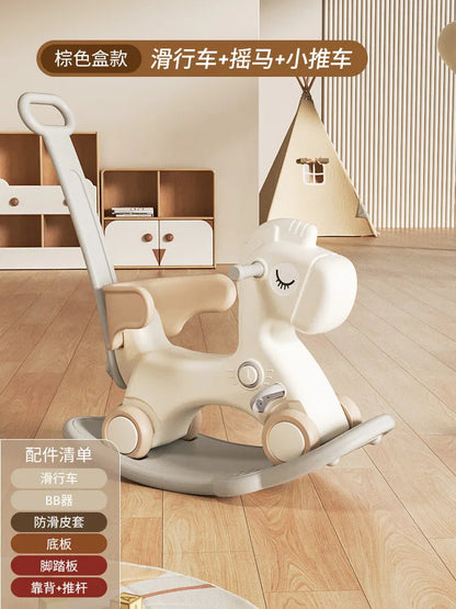 2-in-1 Baby Rocking Horse & Ride-On Car (Fall-Safe)