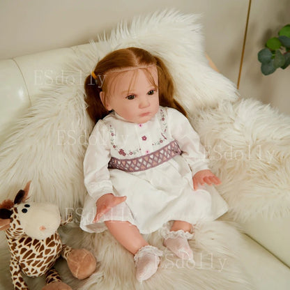 23" Mattia Reborn Doll - Handmade, Silicone, Rooted Hair