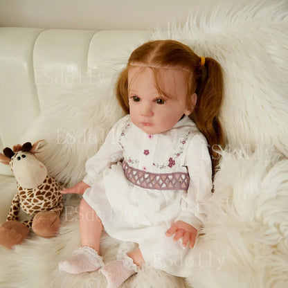 23" Mattia Reborn Doll - Handmade, Silicone, Rooted Hair