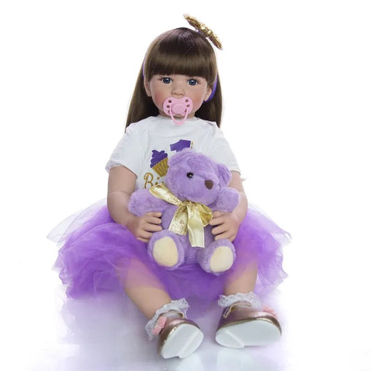 24" Reborn Toddler Princess Doll - Long Hair, Cloth Body