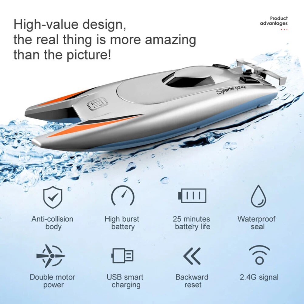 2.4G High-Speed RC Racing Boat - 25KM/H, Dual Motor
