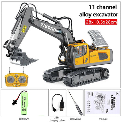 2.4G RC Excavator Model, Dump Truck & Bulldozer, Kids' Gift Toy