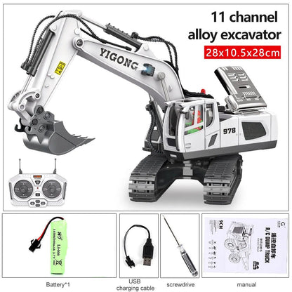 2.4G RC Excavator Model, Dump Truck & Bulldozer, Kids' Gift Toy