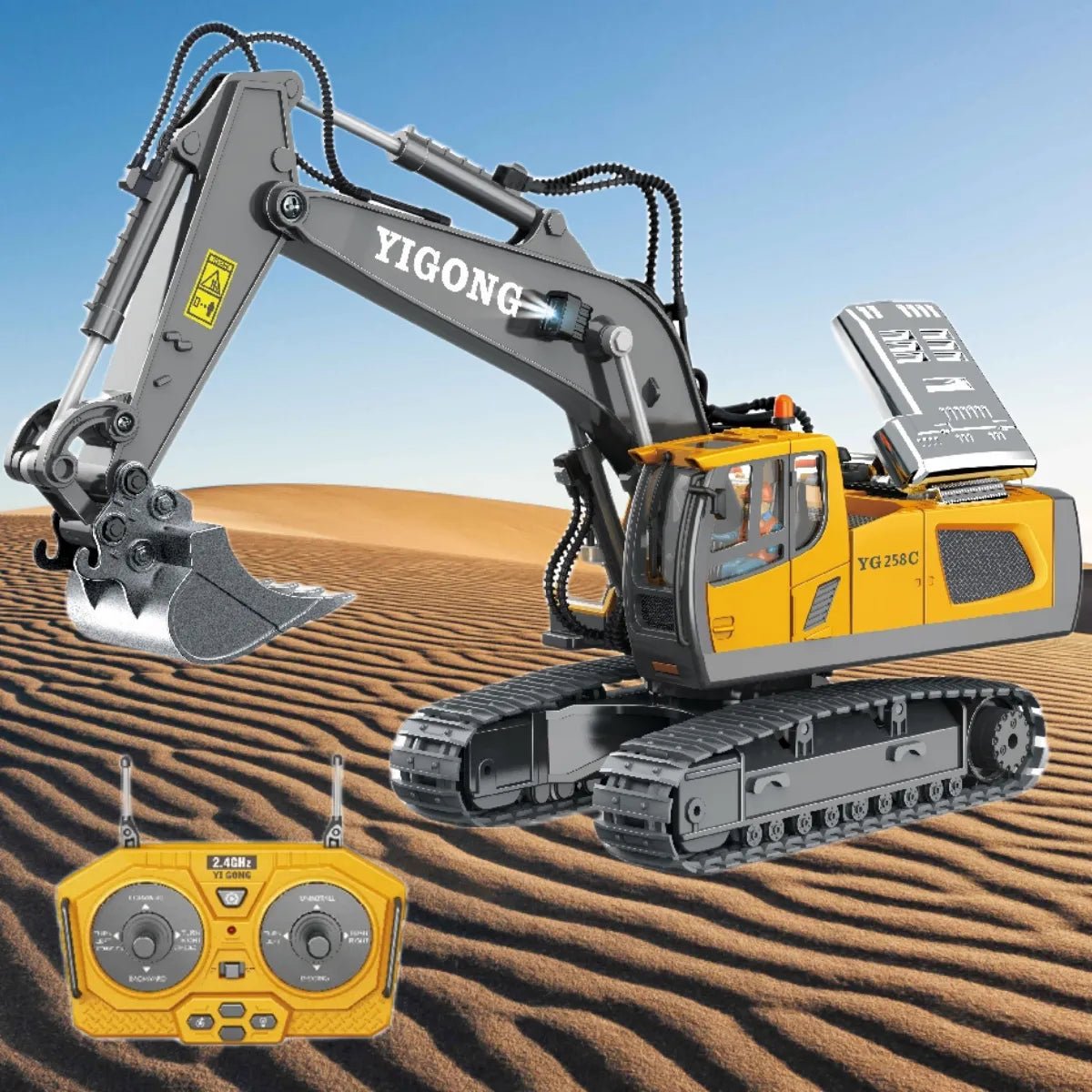 2.4G RC Excavator Model, Dump Truck & Bulldozer, Kids' Gift Toy