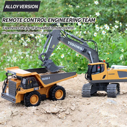2.4G RC Excavator Model, Dump Truck & Bulldozer, Kids' Gift Toy