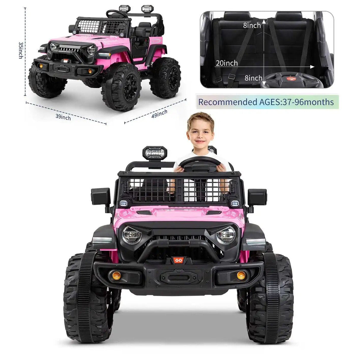 24V Double Seat Electric Vehicle for Kids - Four-Wheel Drive Car