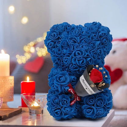 25cm Rose Bear in Gift Box - Perfect for Mother's Day & Valentine's