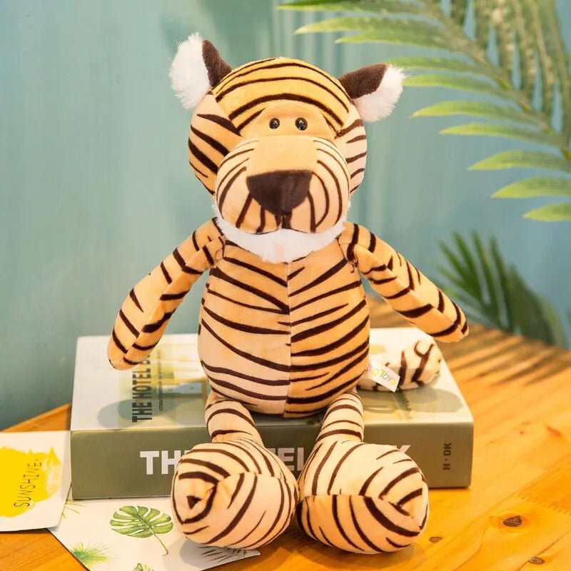 25cm Lifelike Forest Animal Plush Toys - Lion, Tiger, Elephant & More