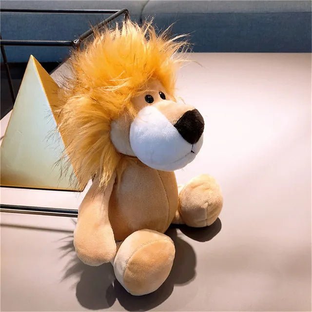 25cm Lifelike Forest Animal Plush Toys - Lion, Tiger, Elephant & More