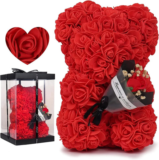 25cm Rose Bear in Gift Box - Perfect for Mother's Day & Valentine's