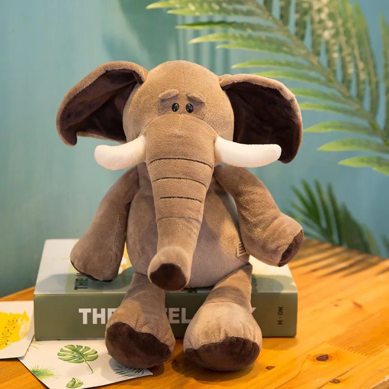 25cm Lifelike Forest Animal Plush Toys - Lion, Tiger, Elephant & More