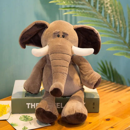 25cm Lifelike Forest Animal Plush Toys - Lion, Tiger, Elephant & More