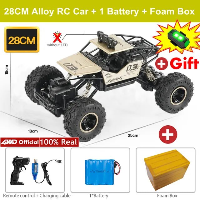 4WD RC Off-Road Buggy - LED Lights Racing Car for Kids