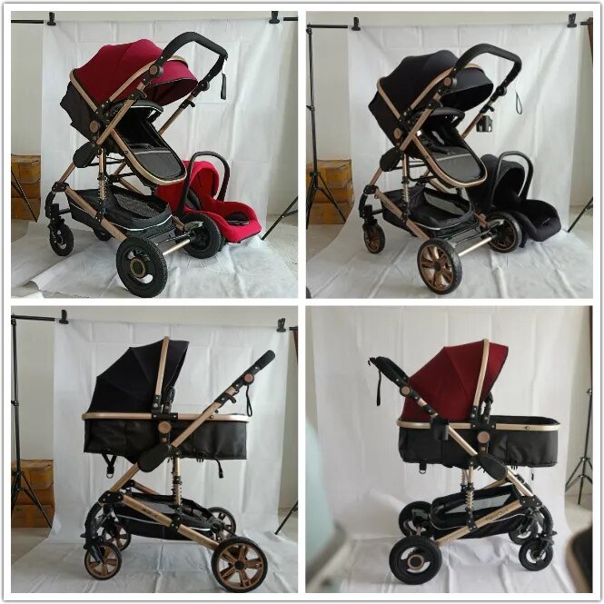 Luxurious 3-in-1 Baby Stroller: Portable, Aluminum Frame, High Landscape