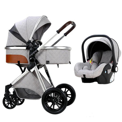 Multi-functional 3-in-1 Baby Stroller: High Landscape, Reclining, Lightweight