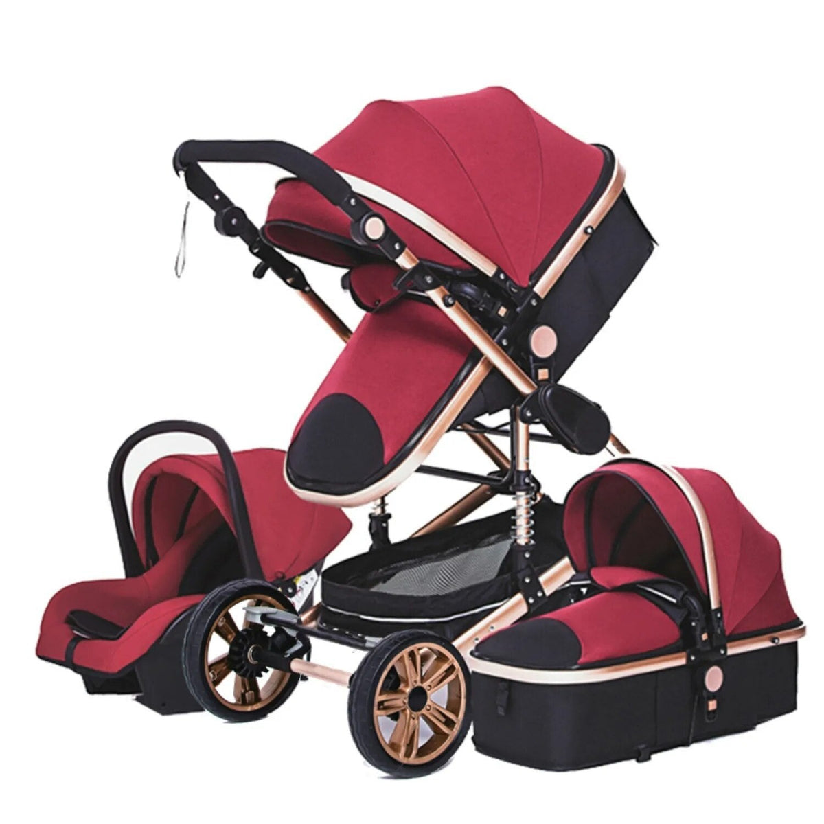 Luxurious 3-in-1 Baby Stroller: Portable, Aluminum Frame, High Landscape