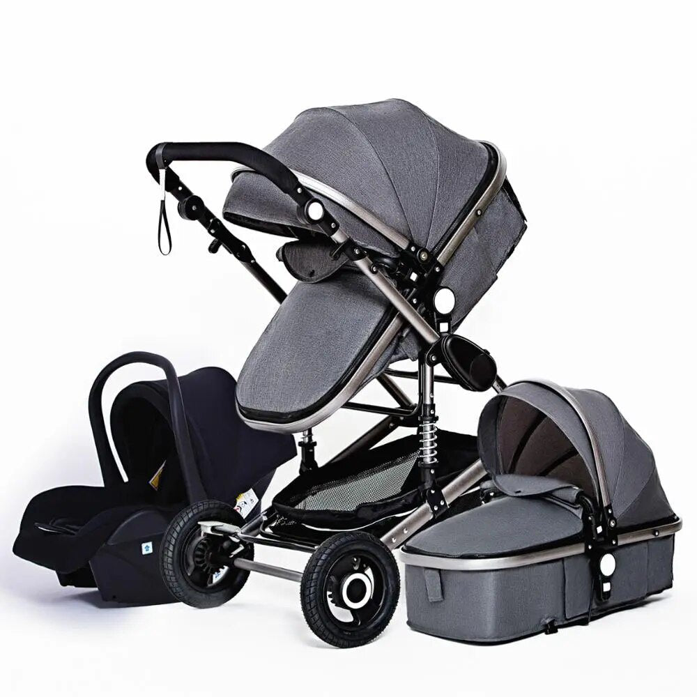 Multifunctional 3-in-1 Baby Stroller: Luxury High Landscape Folding Carriage