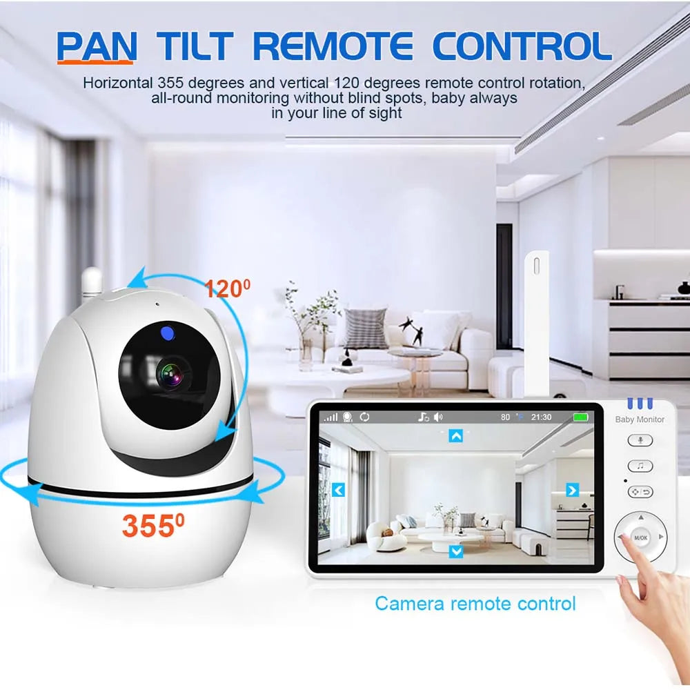 5" PTZ Video Baby Monitor with 300m Range