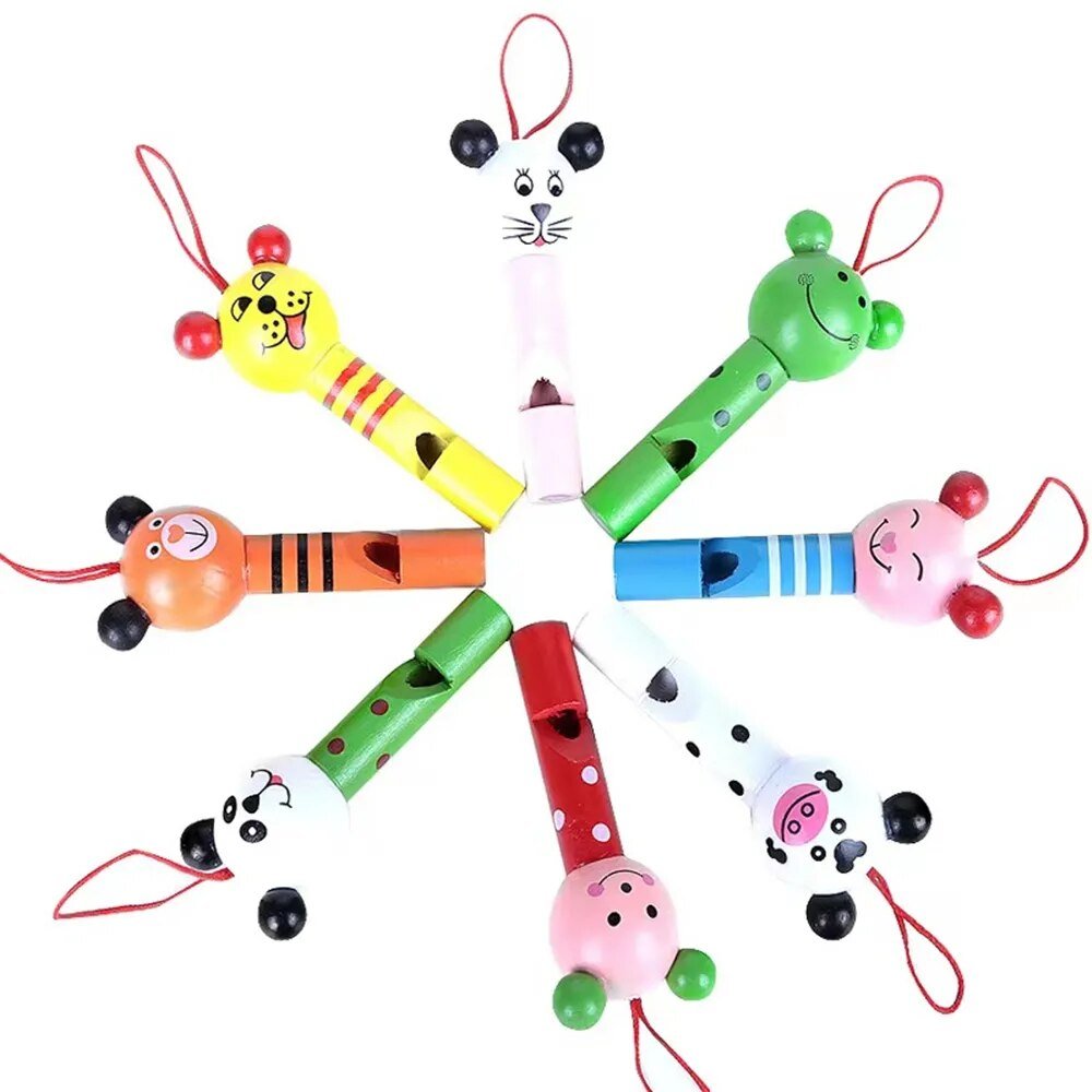 30Pc Mini Wooden Animal Whistles - Kids' Party & Baby Shower Favors