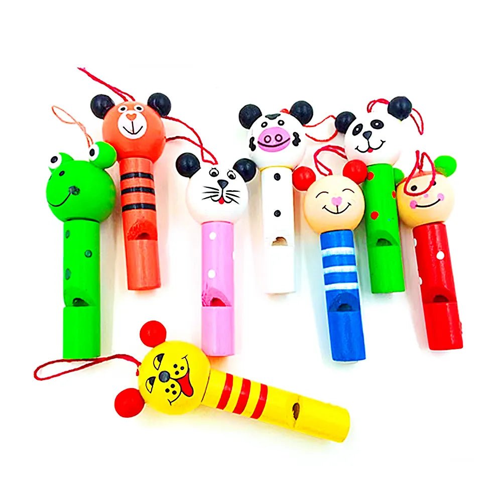 30Pc Mini Wooden Animal Whistles - Kids' Party & Baby Shower Favors
