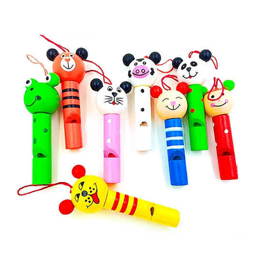 30Pc Mini Wooden Animal Whistles - Kids' Party & Baby Shower Favors