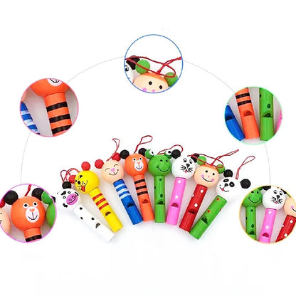 30Pc Mini Wooden Animal Whistles - Kids' Party & Baby Shower Favors