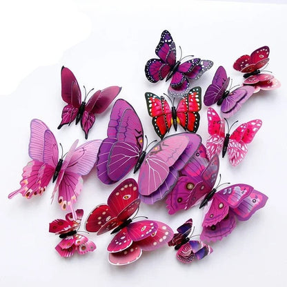 12pc 3D Double Layer Butterflies - DIY Magnet Wall Art