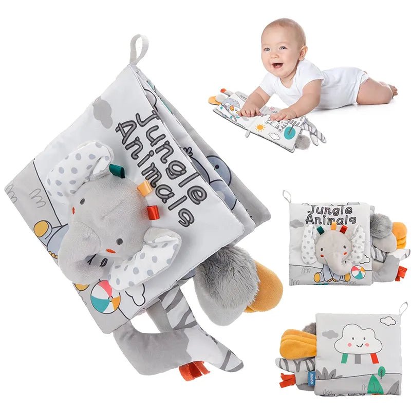 3D High Contrast Soft Cloth Baby Books - Sensory & Educational Toy, 0-12M
