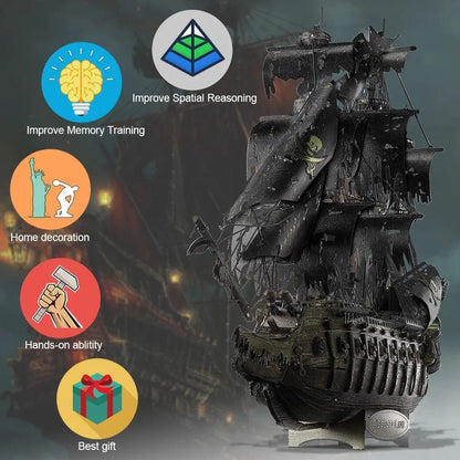 Piececool 3D Pirate Ship Puzzle Kit - Ages 14+ Metal Model Build