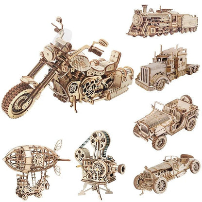 3D Wooden Puzzle Gear Model DIY Kit - Ages 14+ Cruiser Motorcycle Build