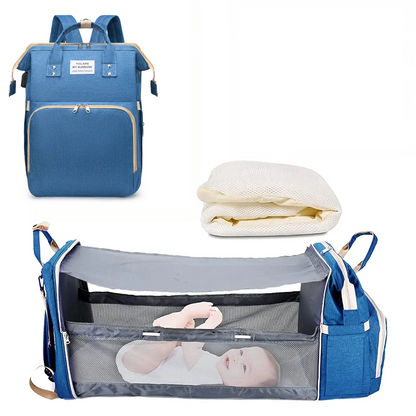 3-in-1 Backpack with Foldable Baby Bed & USB